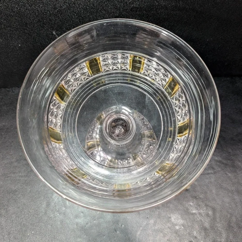 EAPG Yellow Paneled Compote, Antique Footed Serving Dish Replacement Centerpiece